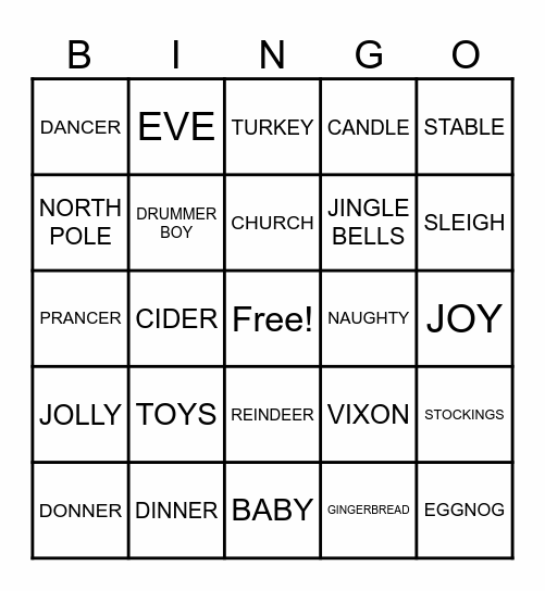 Christmas Bingo Card