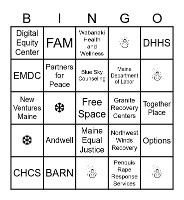Resource Fair Bingo Card