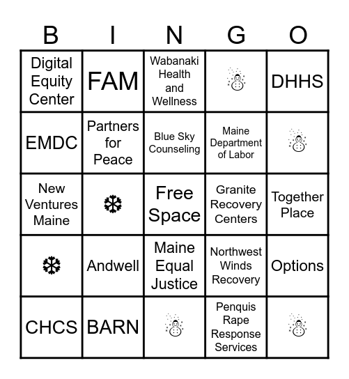 Resource Fair Bingo Card