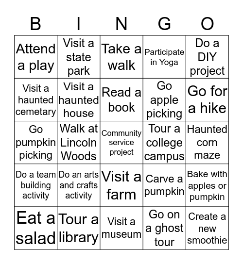 Fall 2016 Bingo Card