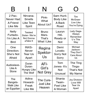 Radio Bingo "Not" "Like" "Us" Bingo Card