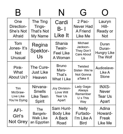 Radio Bingo "Not" "Like" "Us" Bingo Card