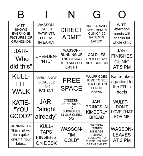 VASCULAR SURGERY Bingo Card