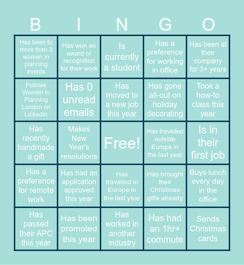 WiP X Dentons Networking - Find someone who... Bingo Card