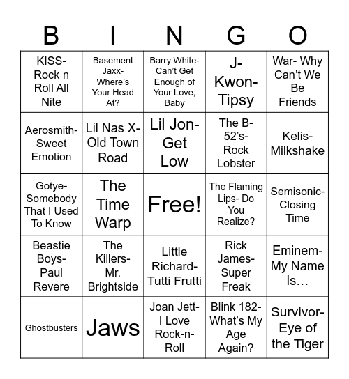 Radio Bingo Shuffle Mix #2 Bingo Card