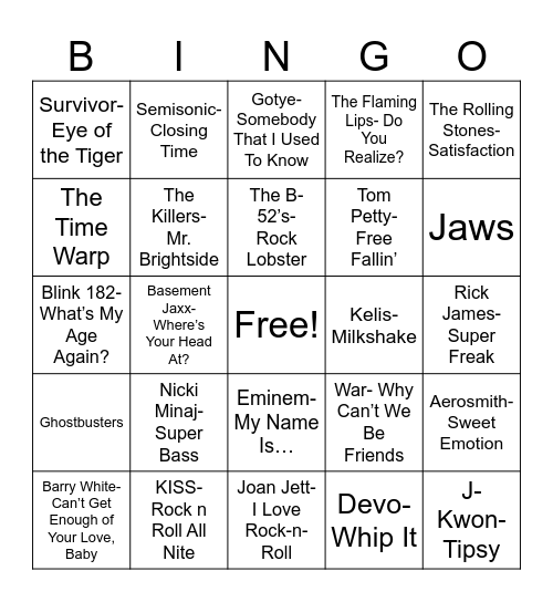 Radio Bingo Shuffle Mix #2 Bingo Card