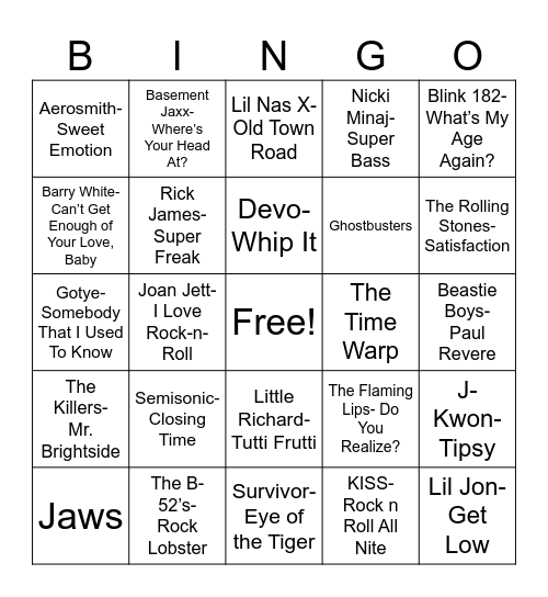 Radio Bingo Shuffle Mix #2 Bingo Card