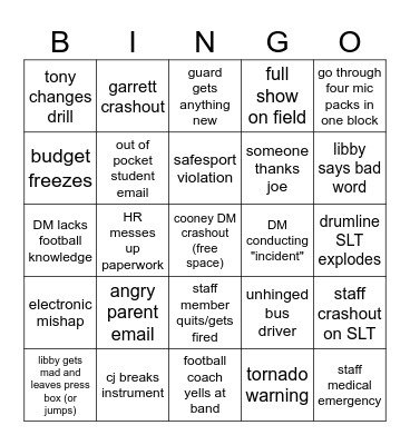 RUMB Staff 2025 Bingo Card