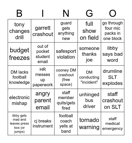 RUMB Staff 2025 Bingo Card