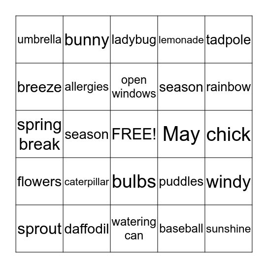 SPRING BINGO Card