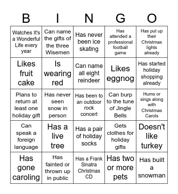Find Someone Who......... Bingo Card