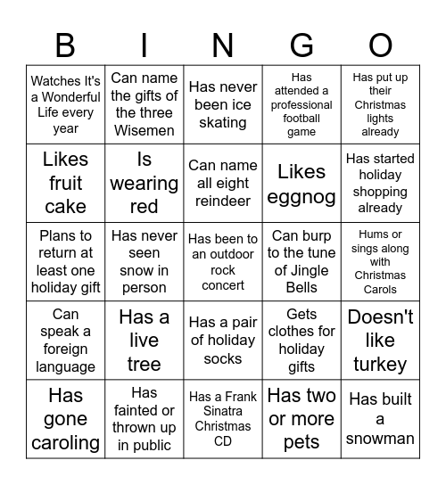 Find Someone Who......... Bingo Card