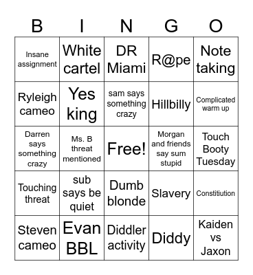 US history Bingo Card