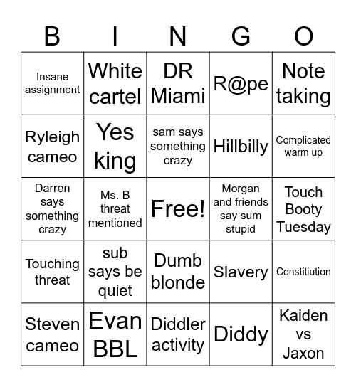US history Bingo Card