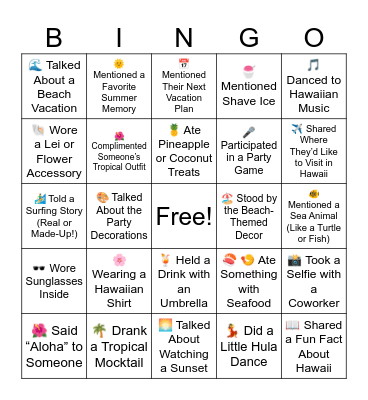Aloha Office  🌺🌴Bingo Card