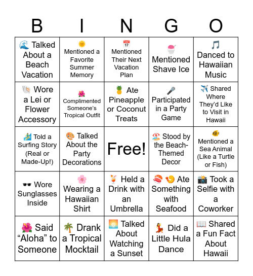 Aloha Office  🌺🌴Bingo Card