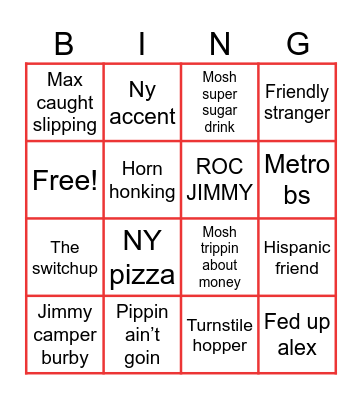 SECS IN THE CITY Bingo Card