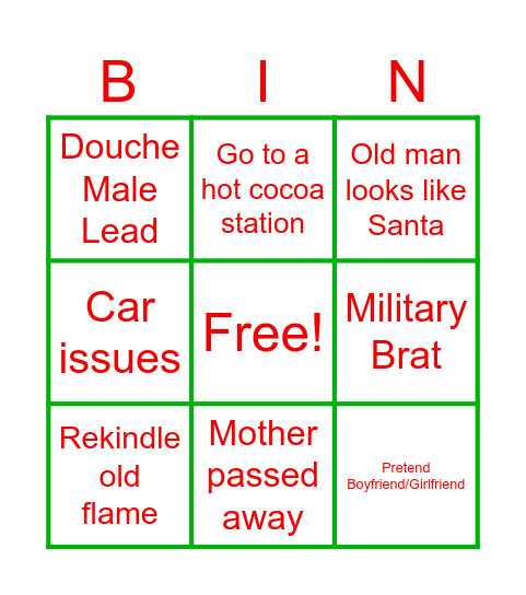 Christmas Movie Bingo Card