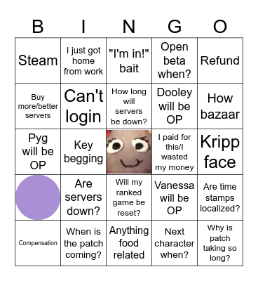 Bazaar Discord Maker Bingo Card