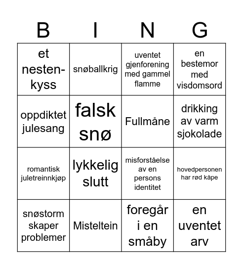 Romantisk julefilm-bingo Card