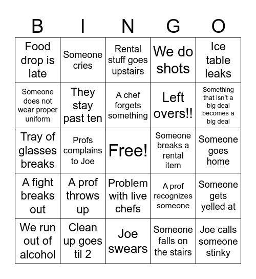 Big event bingo Card