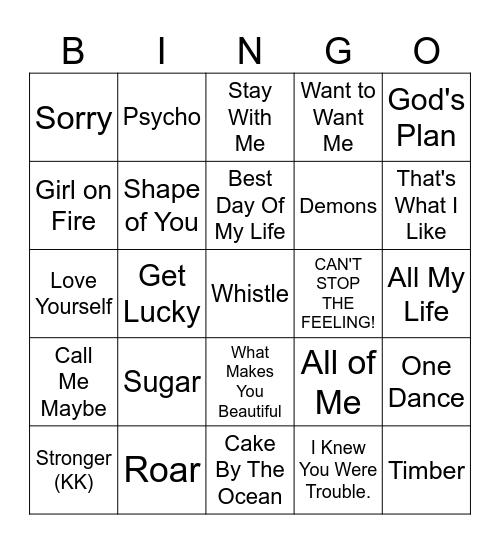 Music Bingo!! Bingo Card