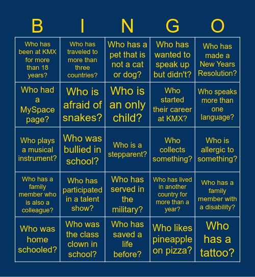 Common Ground Bingo Card