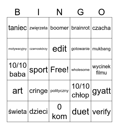 tiktok bingo skibidi rizz Bingo Card