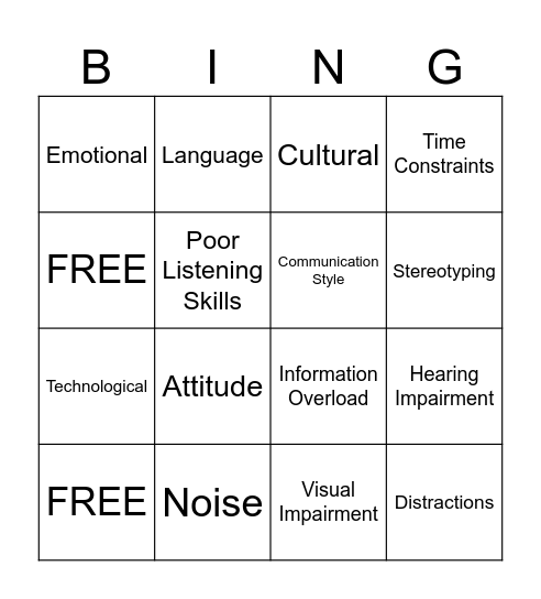 Barrier Bingo Card