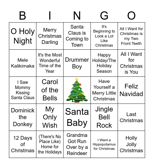 Christmas Music Bingo Card