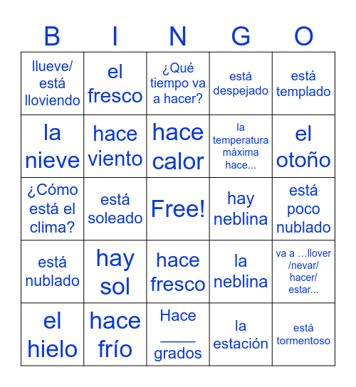 Clima Bingo Card