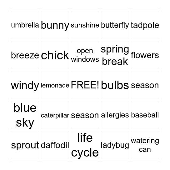 SPRING BINGO Card