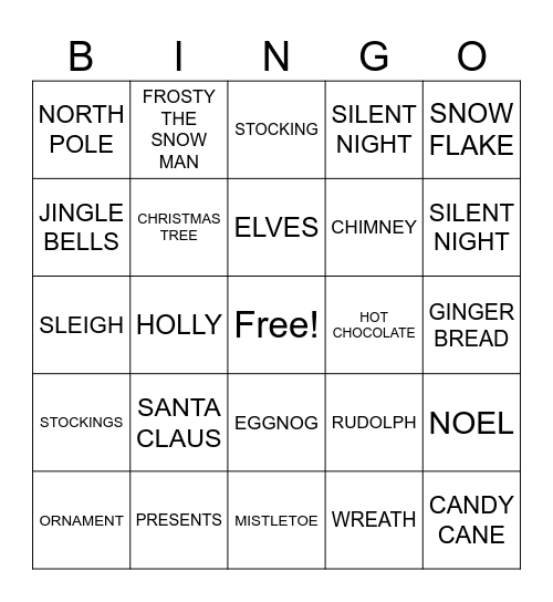 CHRISTMAS BINGO! Bingo Card