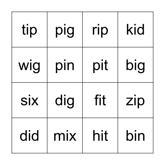 CVC - (i) Bingo Card