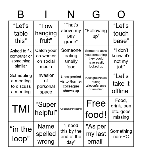 Office Bingo Card