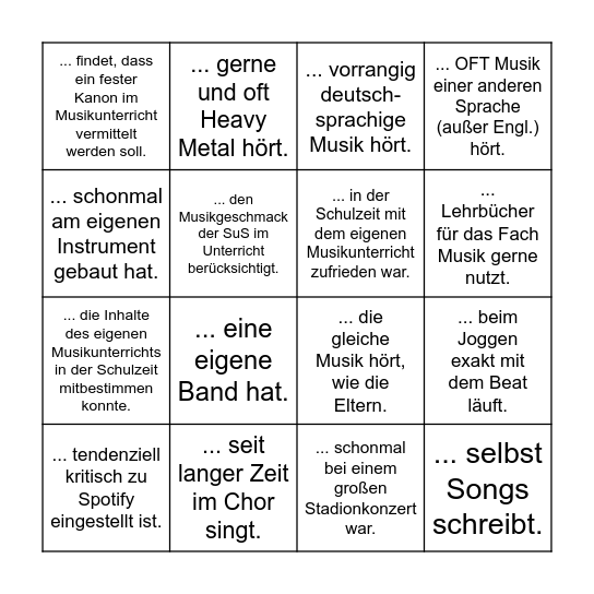 Finde eine Person, die... Bingo Card