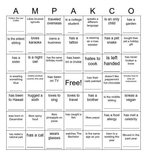 Find a person who...... Bingo Card