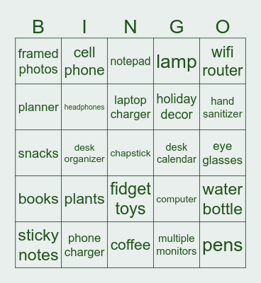 BINGO! Remote Desk Clutter Bingo Card