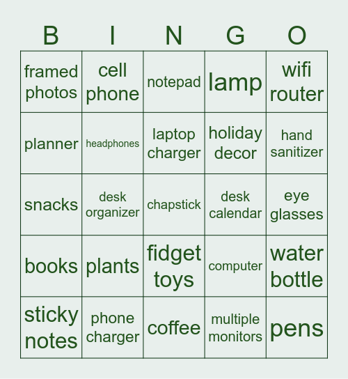 BINGO! Remote Desk Clutter Bingo Card