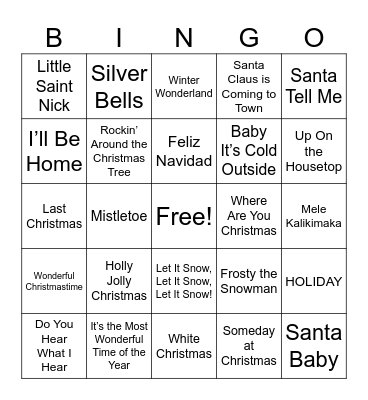 round 5 - christmas songs Bingo Card