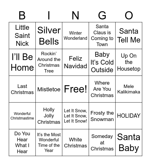 round 5 - christmas songs Bingo Card