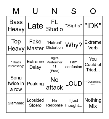 Listening Party Munso Bingo Card