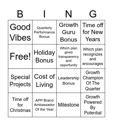 APP Holiday Bingo Card