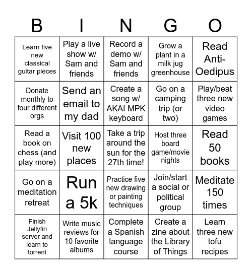 2025 BINGOALS Bingo Card