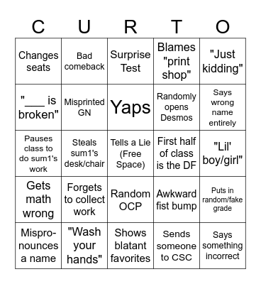 Algebra II Bingo Card