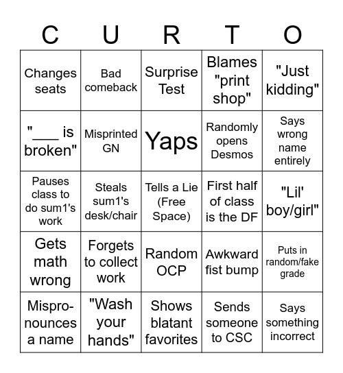 Algebra II Bingo Card