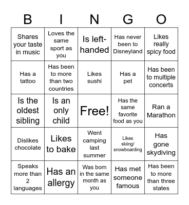 Icebreaker Bingo: Find Someone Who Bingo Card