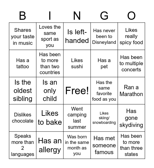 Icebreaker Bingo: Find Someone Who Bingo Card