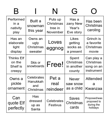 HOLIDAY BINGO Card