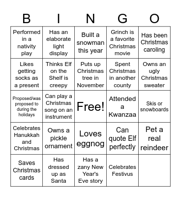 HOLIDAY BINGO Card